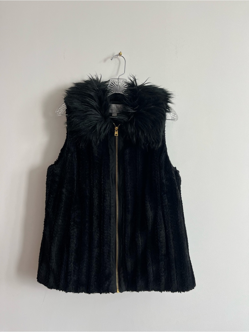 Marc New York Black Faux Fur Zip Up Vest